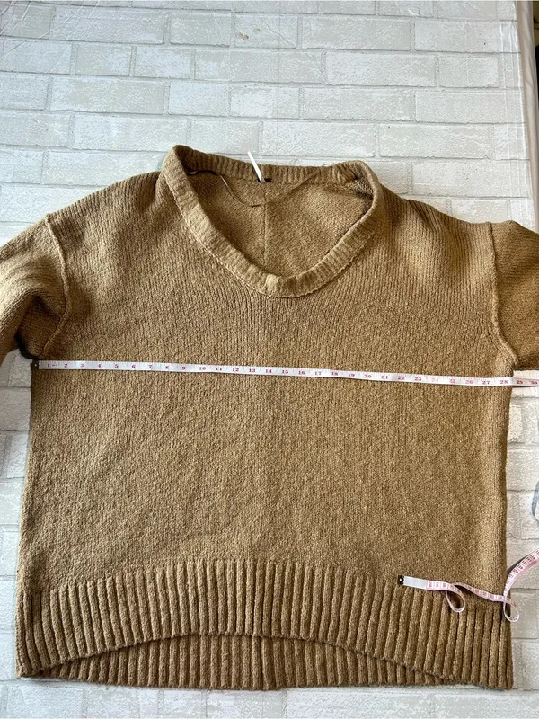 Free People Brookeside Women's Oversized Sweater Tan Size XL - Image 6
