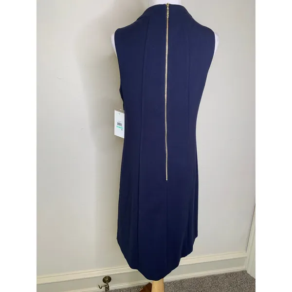NWT Harper Rose Navy Blue Shift Dress Mod 60s Style Front Gold Buttons Sz 8 - Image 2