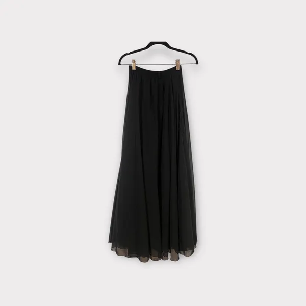 Boutique Women’s Chiffon Elegant Timeless Maxi Skirt Black Small - Image 2