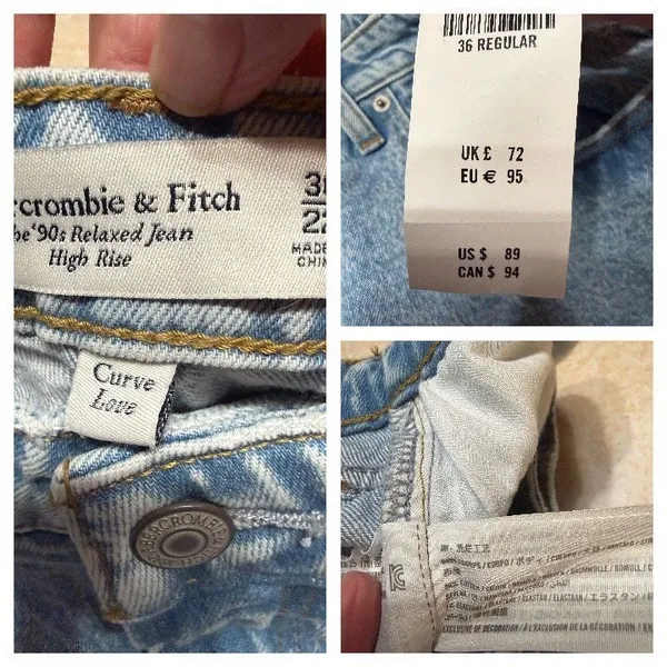 Abercrombie & Fitch High Rise/ Relaxed Jeans Sz 22 NWT - Image 3