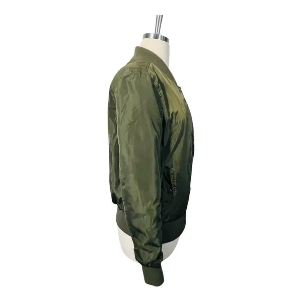 Joujou Bomber Jacket‎ Women Large Olive Green Faux Fur Lined Full Zip Utility - Image 9