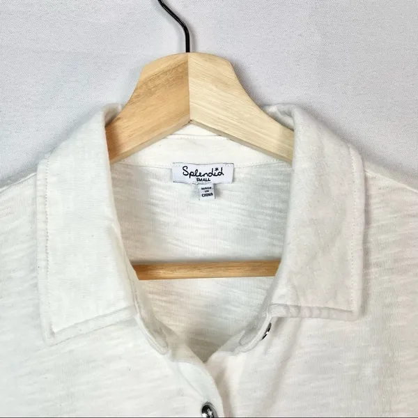 Splendid White Roma Tie Front Button Down Short Sleeve S‎ - Image 5