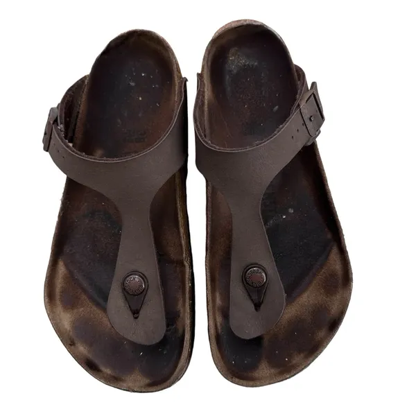 Birkenstock Women's‎ Gizeh Mocha Brown Birko-Flor Thong Sandals Size EU 38 US 7 - Image 4