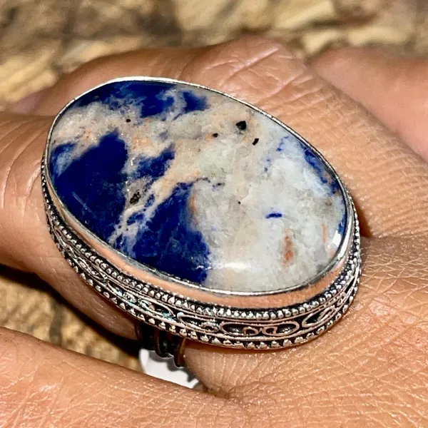 Navy Sodalite Ring Size 9 1/2 Blue - Image 2