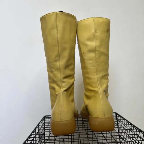 Vintage 1990s Bettye Muller Sedona Leather Lace Up Boots Italy Yellow Sz 7 - Image 9