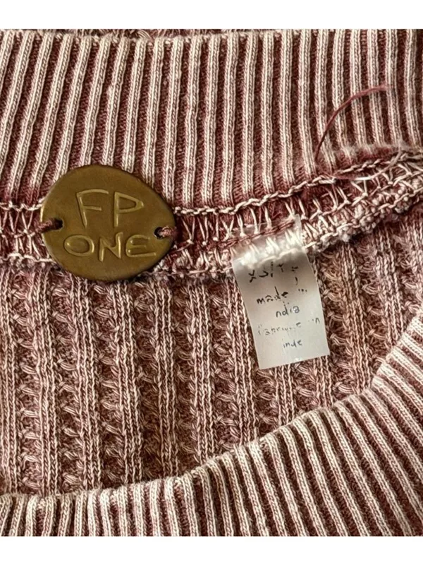 Free People Tasha Thermal Top Pink Waffle Knit Puff Sleeve Size XS FP One Boho - Image 3