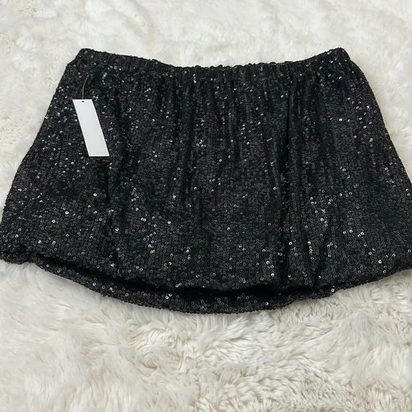 Venus Black Sequin mini Skirt - Image 5