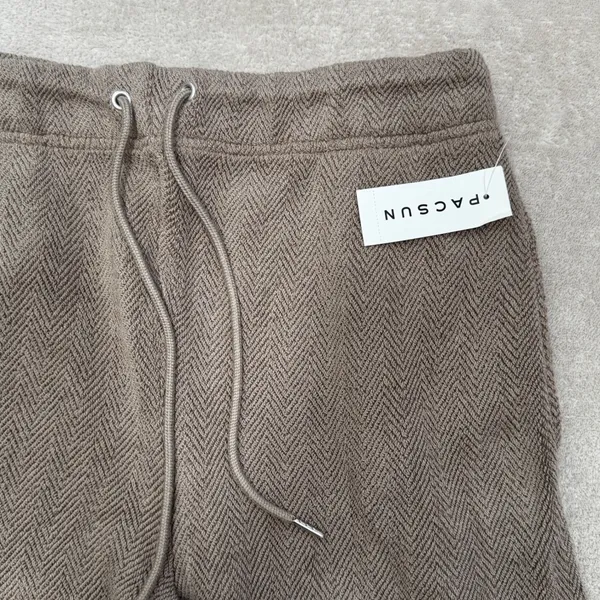 PacSun‎ Baggy Herringbone Knit Pants Taupe Brown Cotton Drawstring Womens S NEW - Image 3