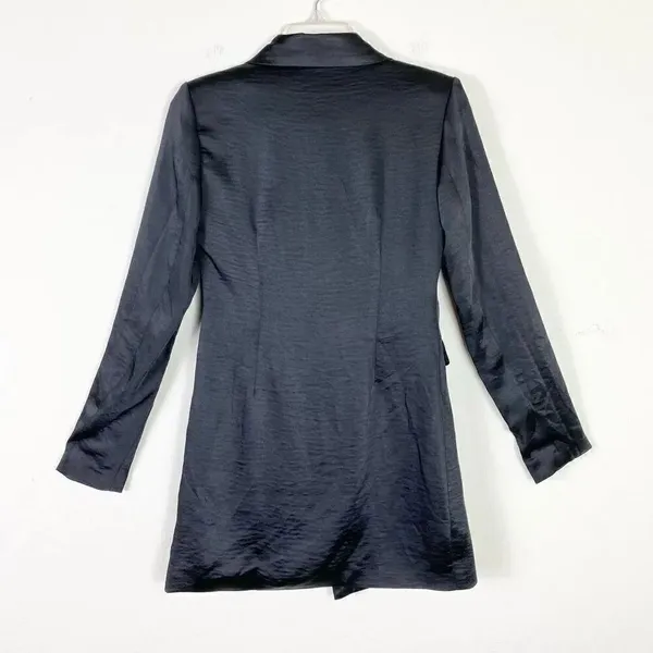 Princess Polly Suzie Black Crepe Satin Double Breasted Blazer Jacket Dress Sz 0 - Image 5