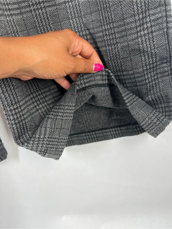 Halara High Rise Wide Leg Plaid Pants Gray Stretch Pull On Size M - Image 10