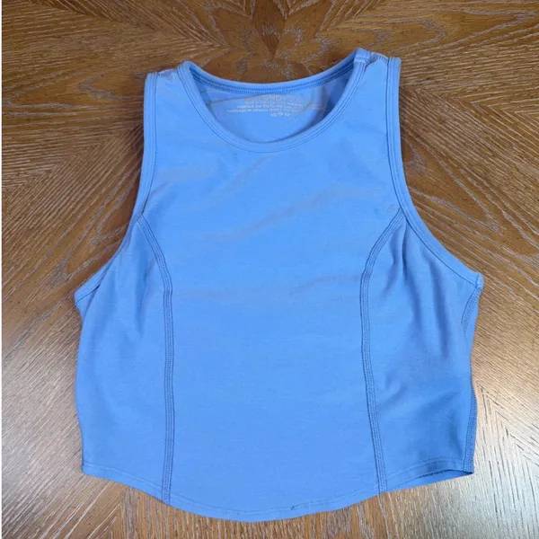 Beyond‎ Yoga Spacedye Cropped Motivate Tank Top Built in Bra Light Blue Size XS - Image 2