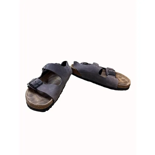 Birkenstock gray women’s leather suede shoe sandal size 5.5 (36) SKU 4298 - Image 3