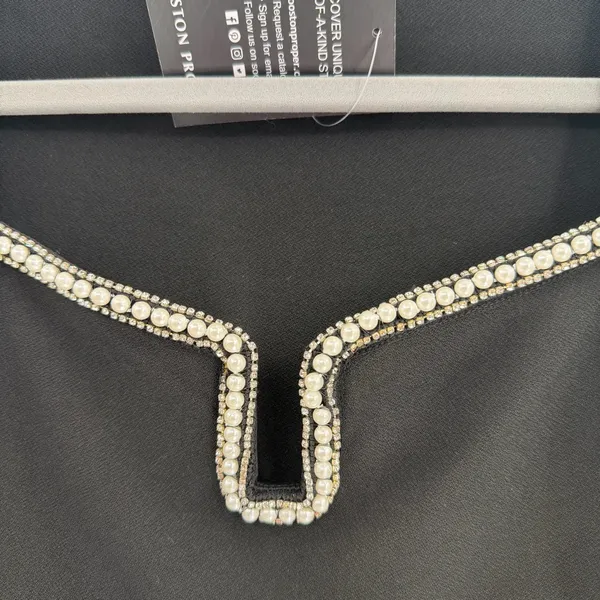 Boston Proper Pearl Rhinestone Sweetheart Notch Top Black S NWT - Image 3