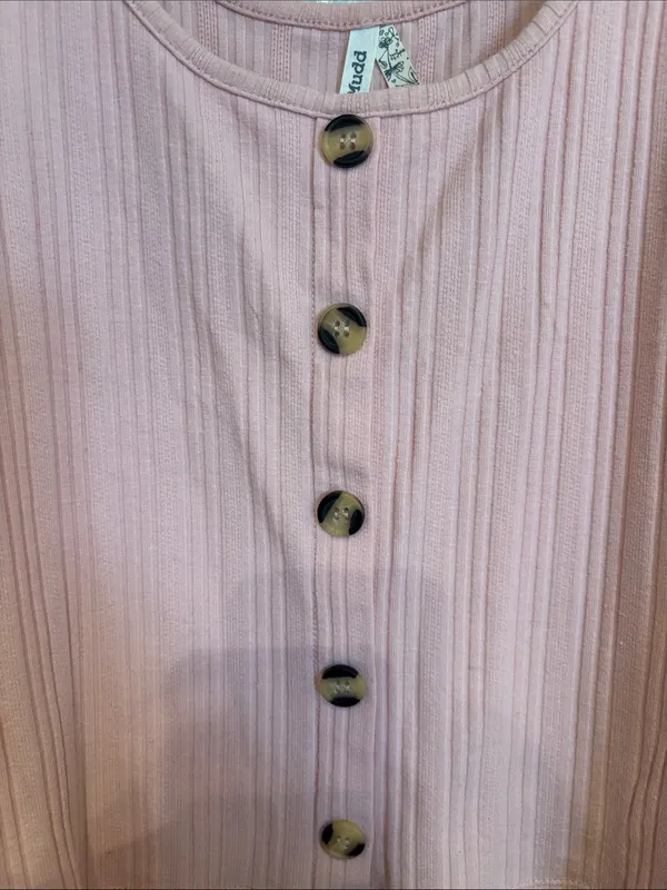 Mudd Pink Ribbed Button Front Preppy Casual Tank Top Sz M - Image 2