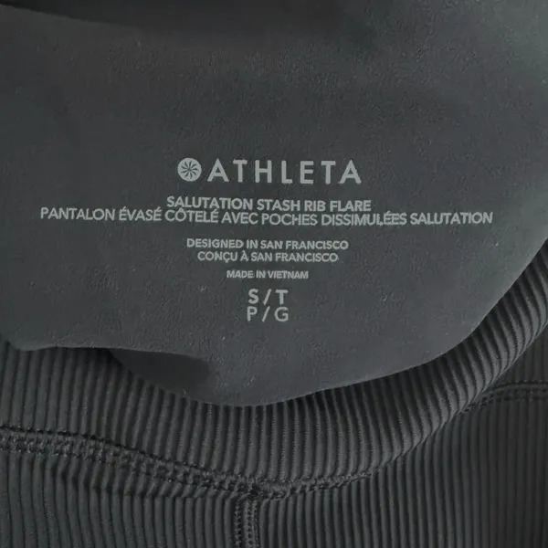 Athleta Salutation Stash Ribbed Flare Size Small‎ Tall Black High Rise Pockets - Image 6