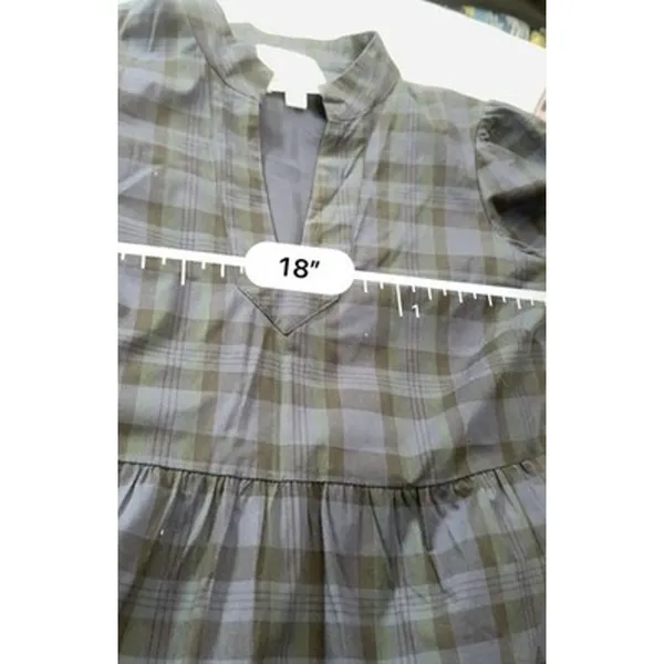Sail To Sable Blackwatch Plaid Tunic Flare Dress Green Navy Tartan Womens Medium - Image 12