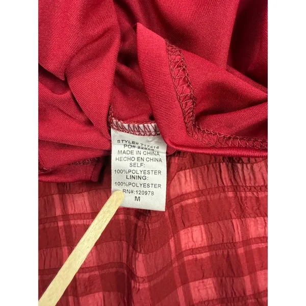 Entro Plaid Ruffle Long Sleeve‎ Blouse Top Keyhole Casual Red Size S - Image 6