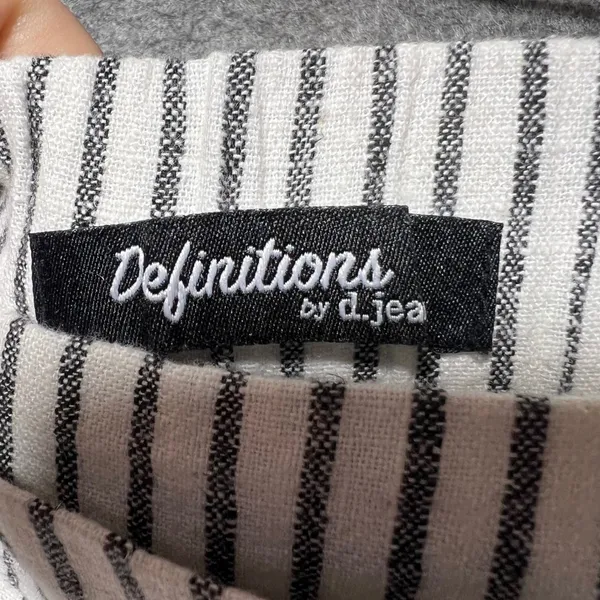 Definitions d.jea‎ Womens Medium Striped Linen Blend Wide Leg Pants Black White - Image 4