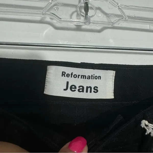 Reformation Julia High Rise Cigarette‎ Jean Black Ripped Knee Size 24 90s Sporty - Image 8