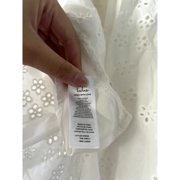 Lulus Mina White Cotton Resort Vacation Bridal Dress NWT Size S - Image 8
