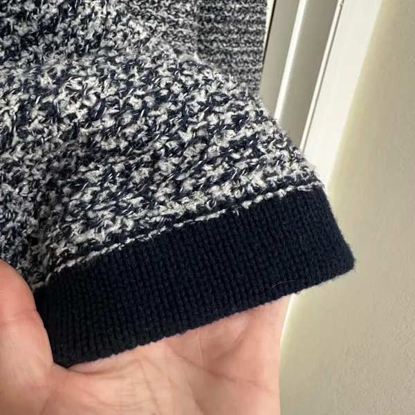 Loft | Women's Navy Blue White Marled Open Front Knit Cardigan Sweater, S - Image 6