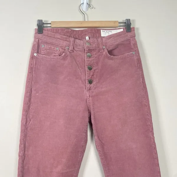 Rag & Bone Nina High-Rise Ankle Skinny Corduroy Button‎ Fly Jeans Size 27 Mauve - Image 4