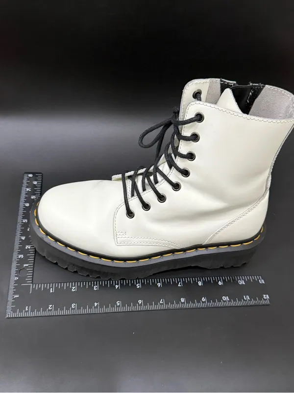 DR. MARTENS Jadon White Leather Chunky Platform Lace Up Boots Women’s Size US 9 - Image 9