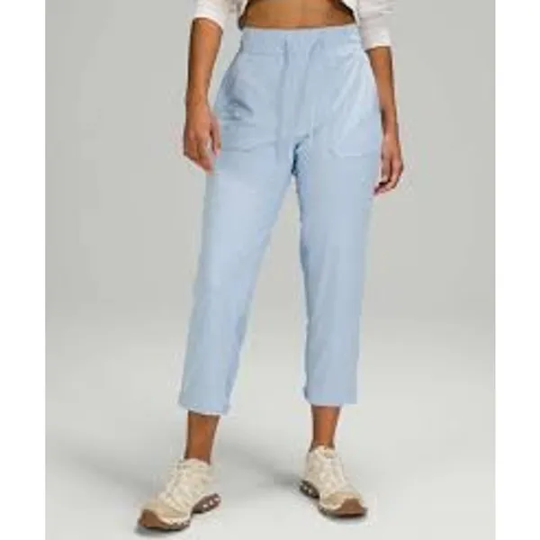 Lululemon Beyond the Studio Crop Blue Linen Womens Size 8 Dance Yoga - Image 6