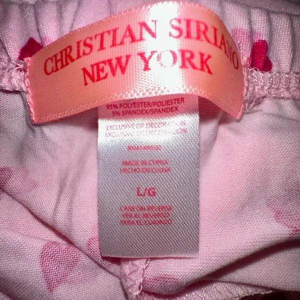 CHRISTIAN SIRIANO Soft Pink Pajamas Hearts Valentine's Day Women's Pajamas large - Image 3