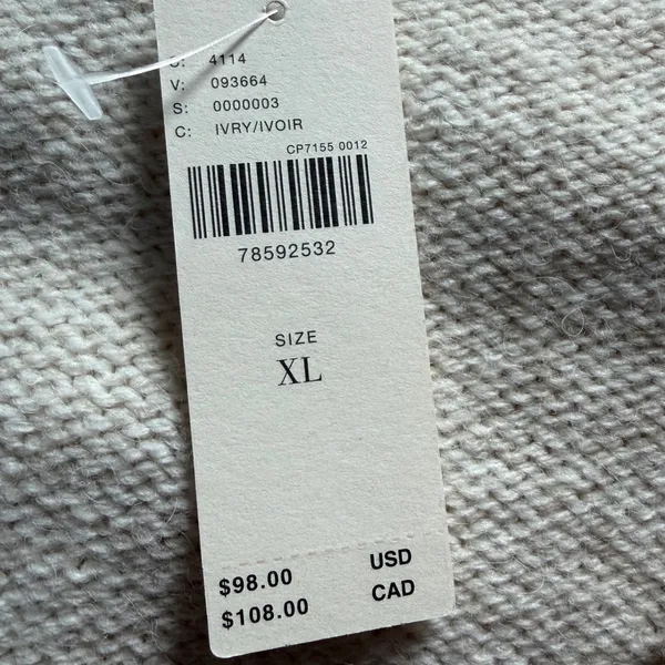 Anthropologie Ivory Cable Knit V-Neck Oversized Sweater Vest XL OB1672771 - Image 5