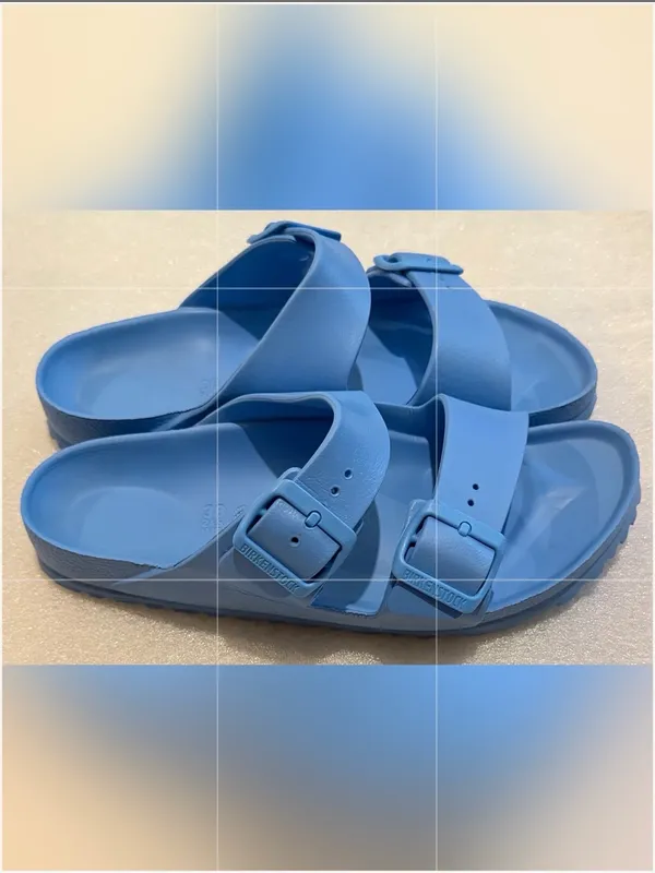 Birkenstock Sky Blue Double-Strap Slide Sandals - Image 4