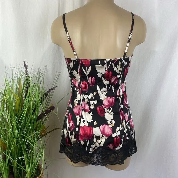 White House | Black Market Silk Blend Floral Print Lace Trim Sleeveless Camisole Tank Top XXS - Image 3