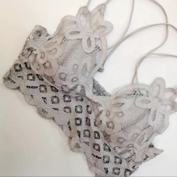 Gray Lace Long Line Bralette Size S - Image 2