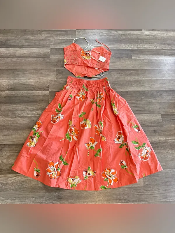 Free People Luca Printed Bustier Corset Top & Midi Skirt Vintage Set M - Image 9