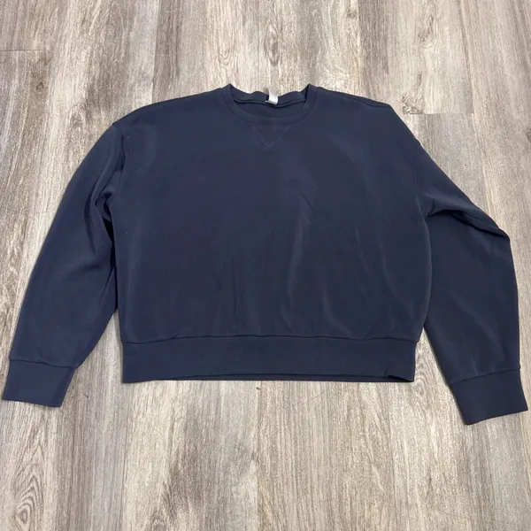 Spanx AirEssentials Dark Storm Blue Grey Crew Neck Sweatshirt Womens Large - Image 2