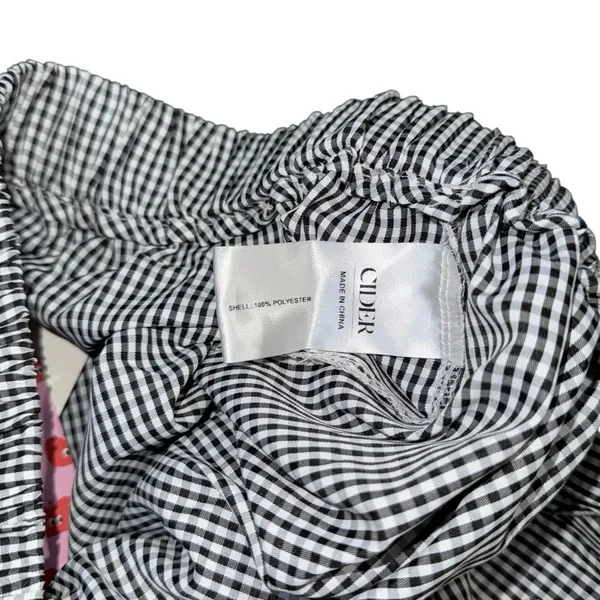 CIDER Y2K Gingham Wide Leg Pants NWT High Waisted Plaid Side Tie Loose Fit Sz M - Image 9