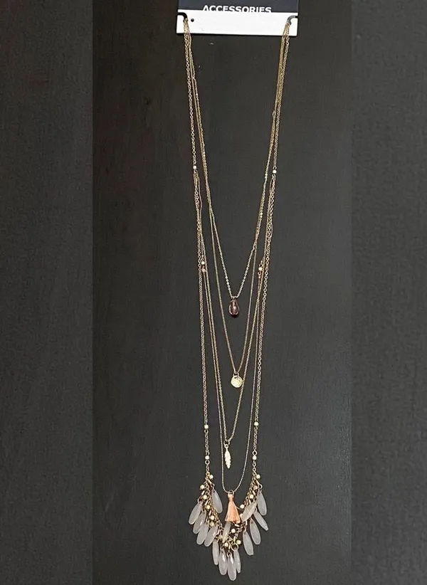 Gold-tone Multi Layered Tassel Beaded Long Necklace - Image 9