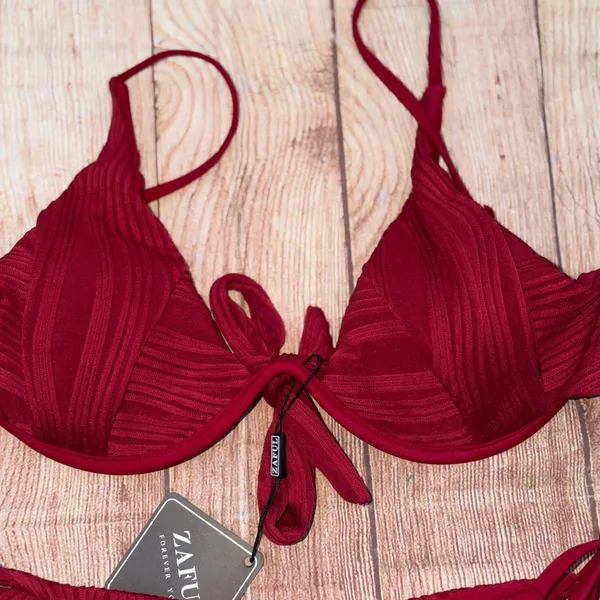 Zaful Red Textured Bikini Set NWT - Image 2