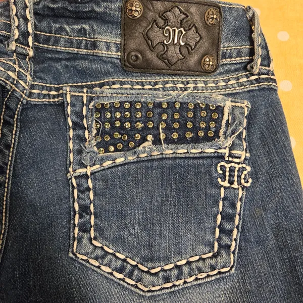 Miss Me Boot Rhinestones Distressed jeans 31 - Image 2