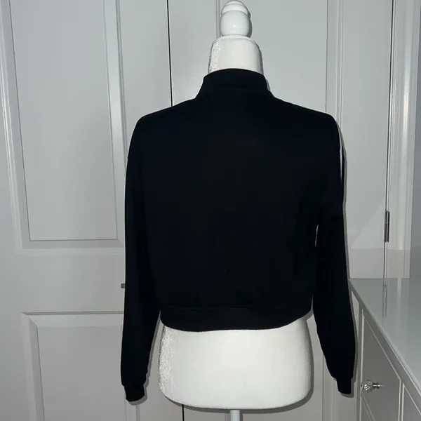 Black Cropped Half Zip Sweater Size XS - Image 3