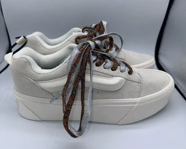Size 10w Men’s 8.5 - VANS Knu Stack White Multi-Color Laces - Image 3