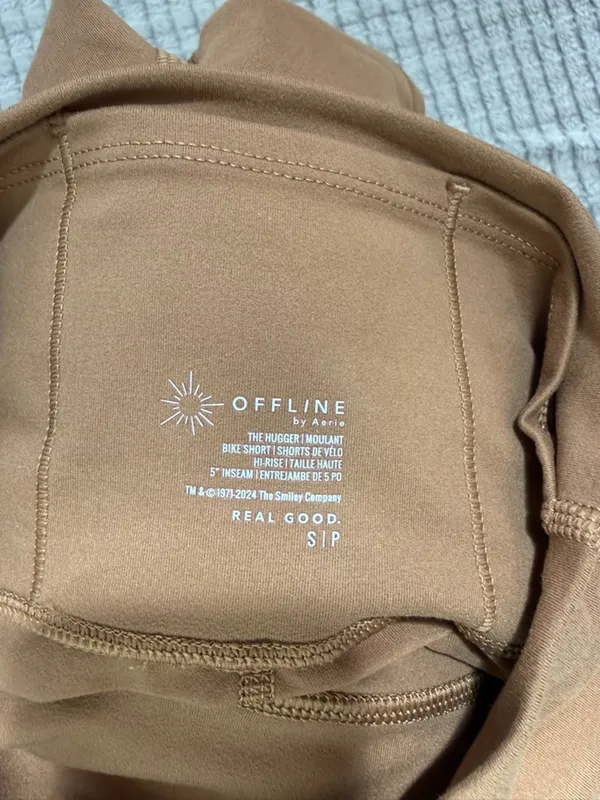 Offline by aerie Brown High-Waist Bike Shorts with Pink Smiley Detail - Image 4