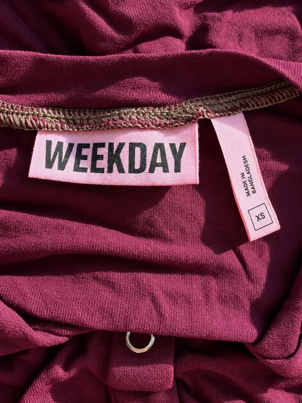 Weekday Burgundy Snap Button Fitted Top - Image 3
