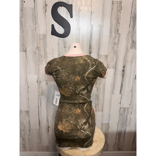 J For Justify Camo Ringer Mini Dress Womens Size Small S Pink Trim Camouflage - Image 3