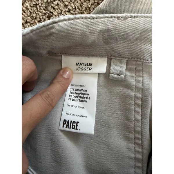 PAIGE Mayslie Jogger Pants Women’s 28 Camo Green Stretch Utility Ankle Zip - Image 9