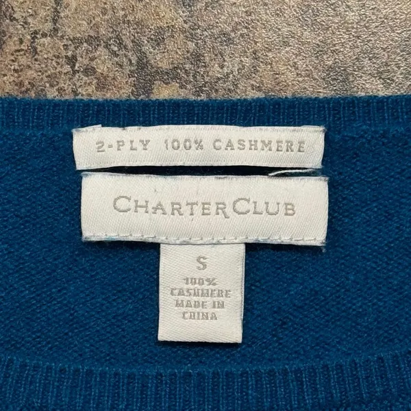 Charter Club Sweater Cashmere Quiet‎ Luxury Old Money Preppy Minimalist Blue S - Image 4