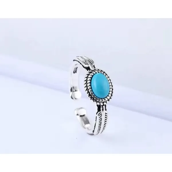 NEW Women's Boho Turquoise Ring, 925 Sterling Silver‎ Adjustable - Image 7