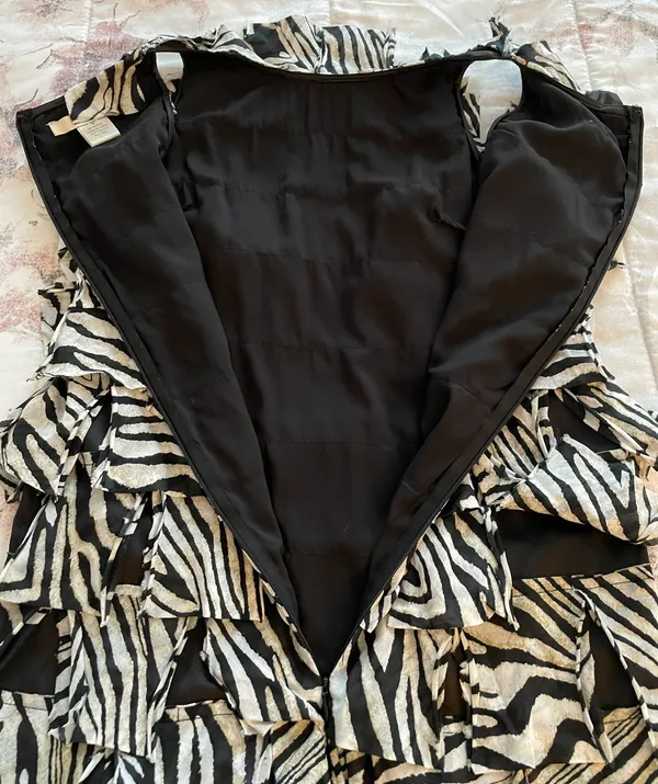 Y2K Animal Print Silk Blend Sheath Mini Dress, size S - Image 6