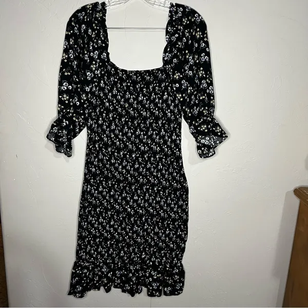 Elloh The Grayson Black Ditzy Blue Floral Smocked Puff Sleeve‎ Square Neck Dress - Image 11