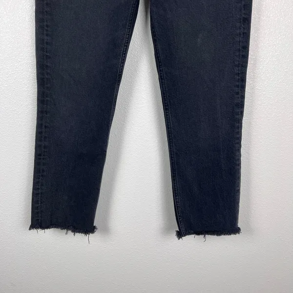 Agolde Riley‎ Crop High Rise Straight Leg Jeans Washed Black Raw Hem 26 - Image 3